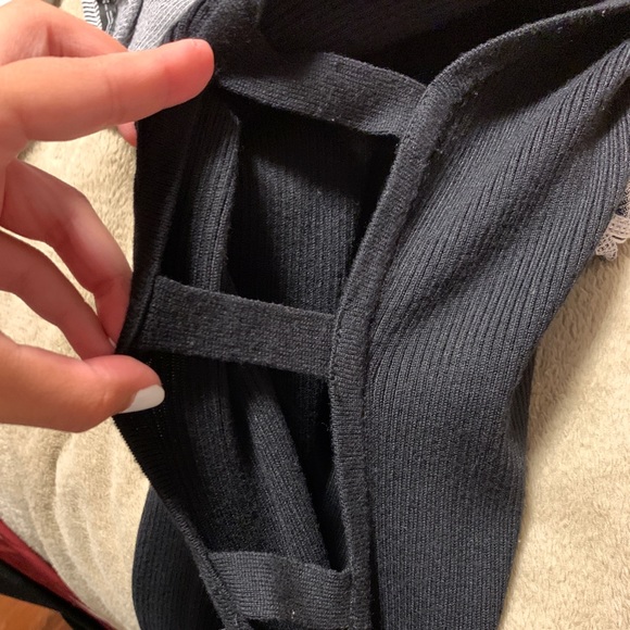 Black racer neck midi bodycon dress size small - Picture 3 of 4